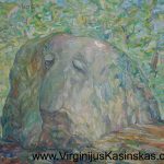 Mitologinio gyvūno akmuo 2008 m. Drobė, aliejus, išmatavimai 80 - 100 cm.